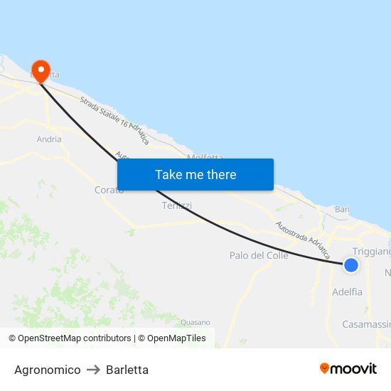 Agronomico to Barletta map