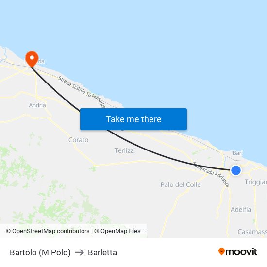 Bartolo (M.Polo) to Barletta map