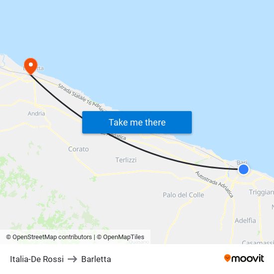 Italia-De Rossi to Barletta map