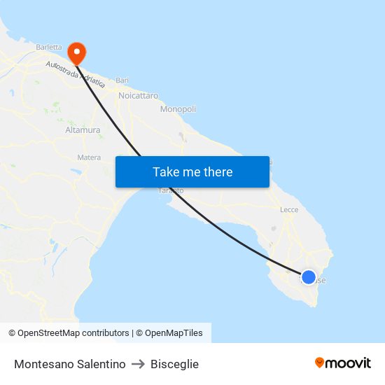 Montesano Salentino to Bisceglie map