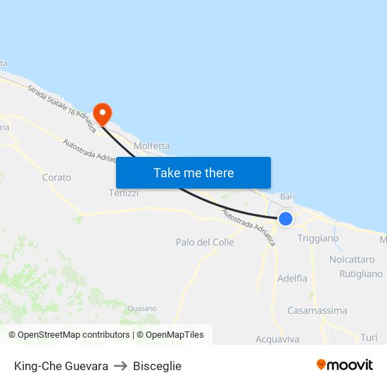 King-Che Guevara to Bisceglie map