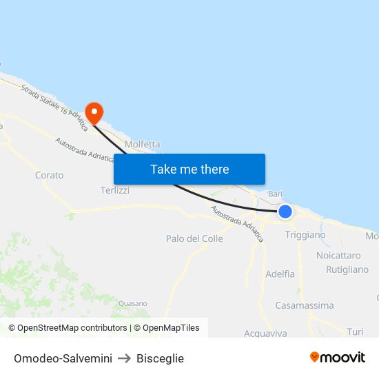 Omodeo-Salvemini to Bisceglie map