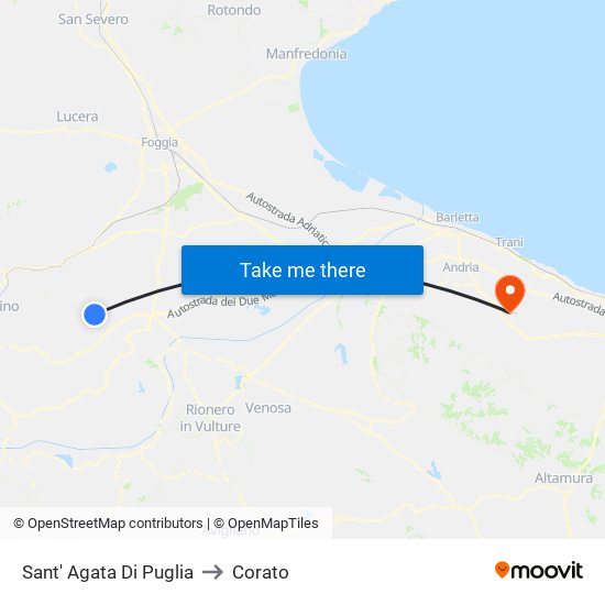 Sant' Agata Di Puglia to Corato map