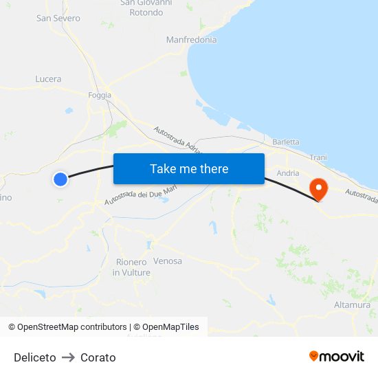Deliceto to Corato map
