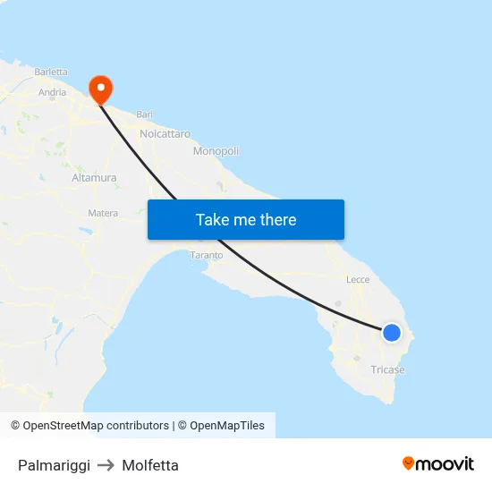 Palmariggi to Molfetta map