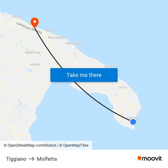 Tiggiano to Molfetta map