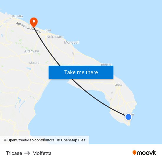 Tricase to Molfetta map