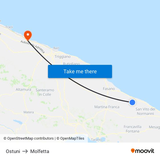 Ostuni to Molfetta map