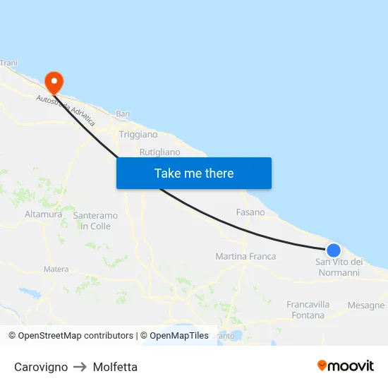 Carovigno to Molfetta map