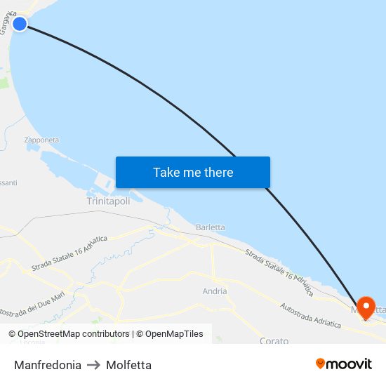 Manfredonia to Molfetta map