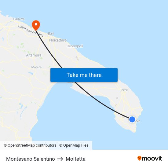 Montesano Salentino to Molfetta map