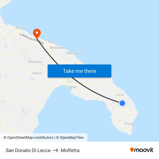 San Donato Di Lecce to Molfetta map