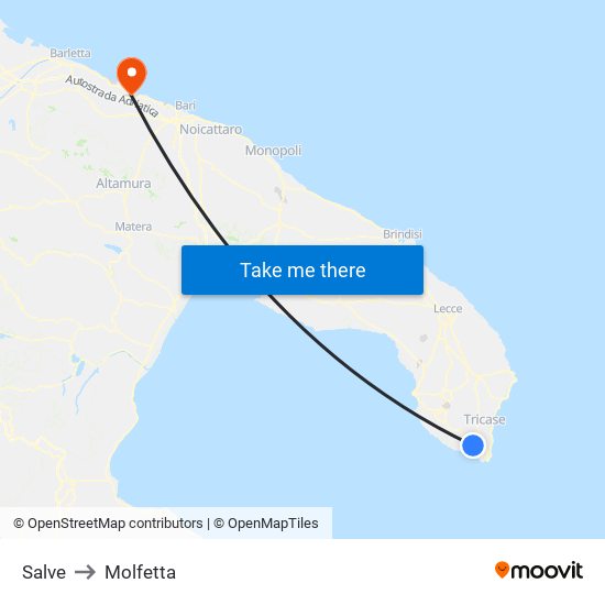 Salve to Molfetta map