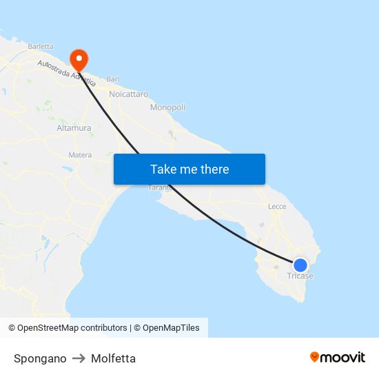 Spongano to Molfetta map