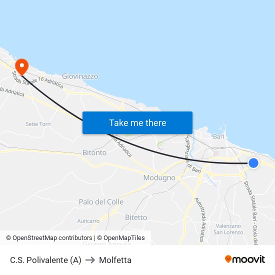 C.S. Polivalente (A) to Molfetta map