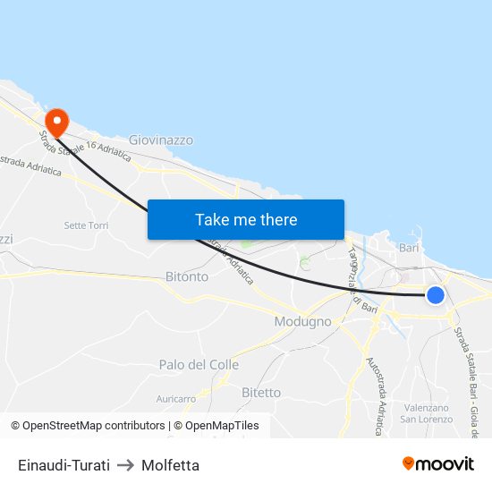 Einaudi-Turati to Molfetta map