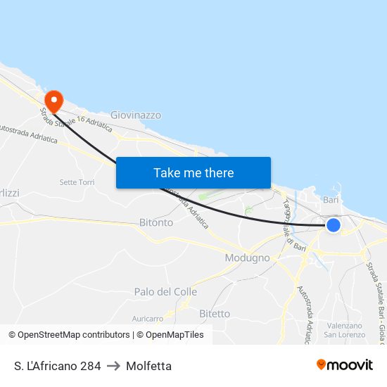 S. L'Africano 284 to Molfetta map