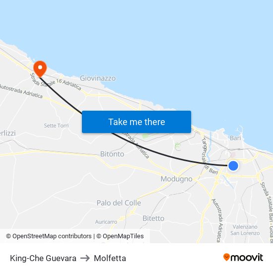 King-Che Guevara to Molfetta map
