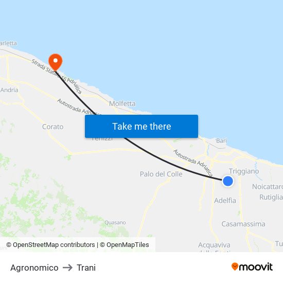 Agronomico to Trani map