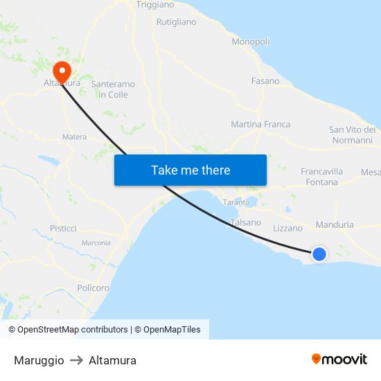 Maruggio to Altamura map