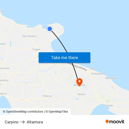 Carpino to Altamura map