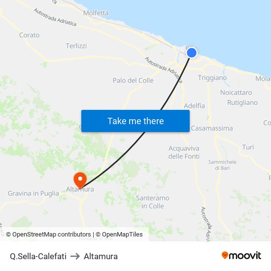 Q.Sella-Calefati to Altamura map