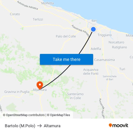 Bartolo (M.Polo) to Altamura map