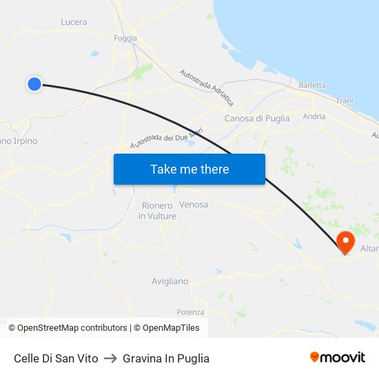 Celle Di San Vito to Gravina In Puglia map