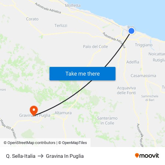 Q. Sella-Italia to Gravina In Puglia map