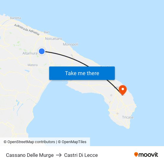 Cassano Delle Murge to Castri Di Lecce map