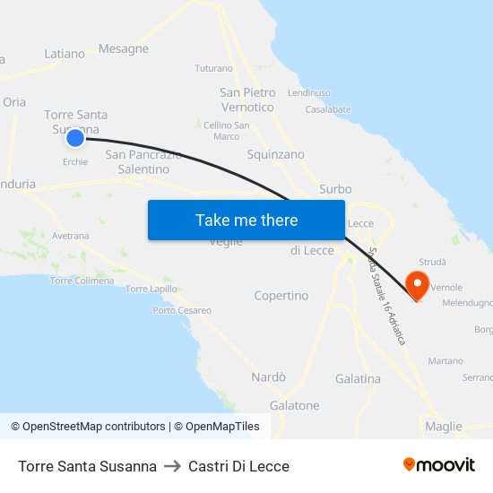 Torre Santa Susanna to Castri Di Lecce map