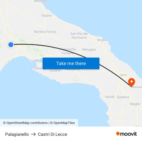 Palagianello to Castri Di Lecce map