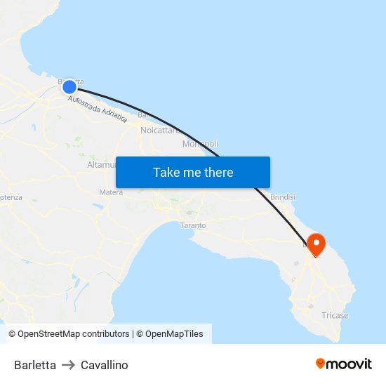 Barletta to Cavallino map