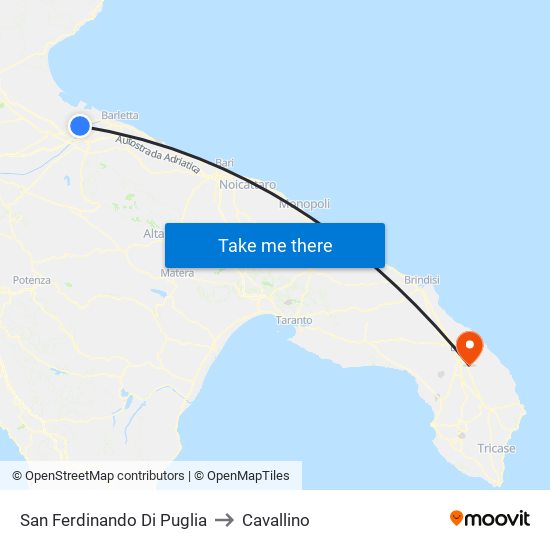 San Ferdinando Di Puglia to Cavallino map