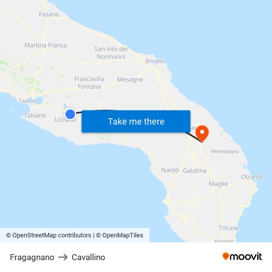 Fragagnano to Cavallino map