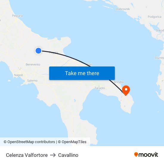 Celenza Valfortore to Cavallino map