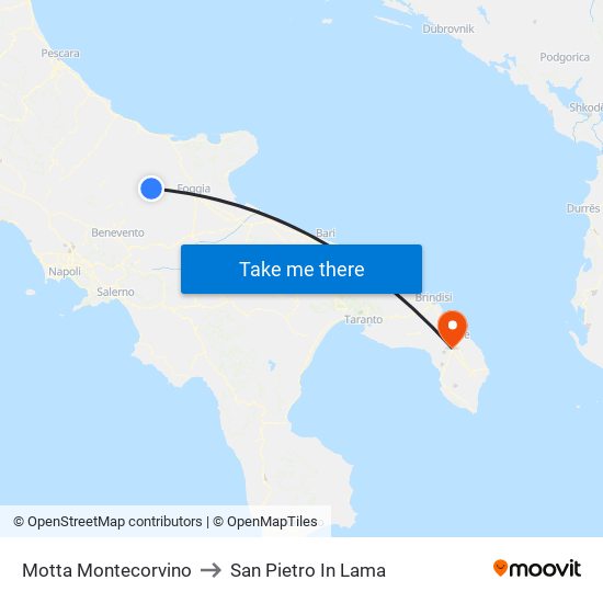 Motta Montecorvino to San Pietro In Lama map