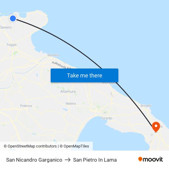 San Nicandro Garganico to San Pietro In Lama map