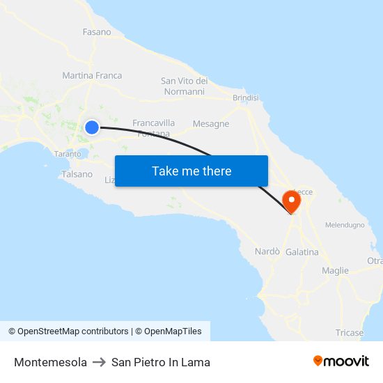 Montemesola to San Pietro In Lama map