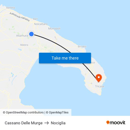 Cassano Delle Murge to Nociglia map