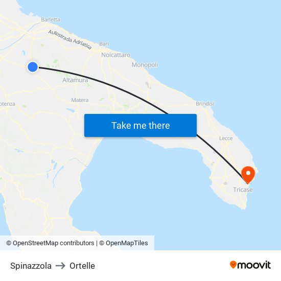 Spinazzola to Ortelle map