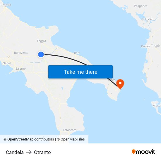 Candela to Otranto map