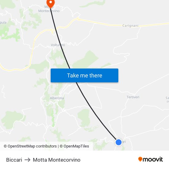 Biccari to Motta Montecorvino map