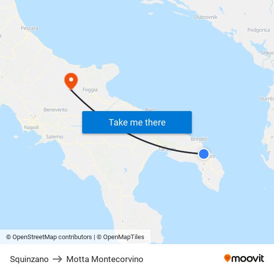 Squinzano to Motta Montecorvino map