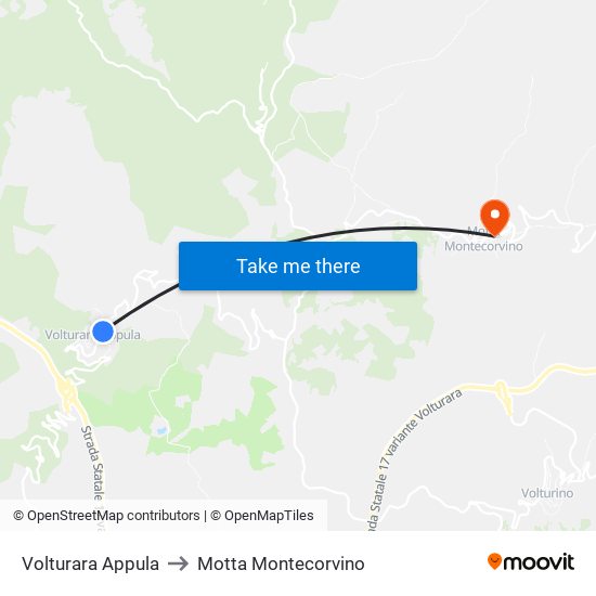 Volturara Appula to Motta Montecorvino map