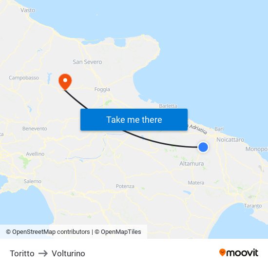 Toritto to Volturino map