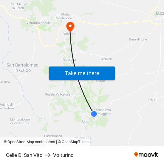 Celle Di San Vito to Volturino map