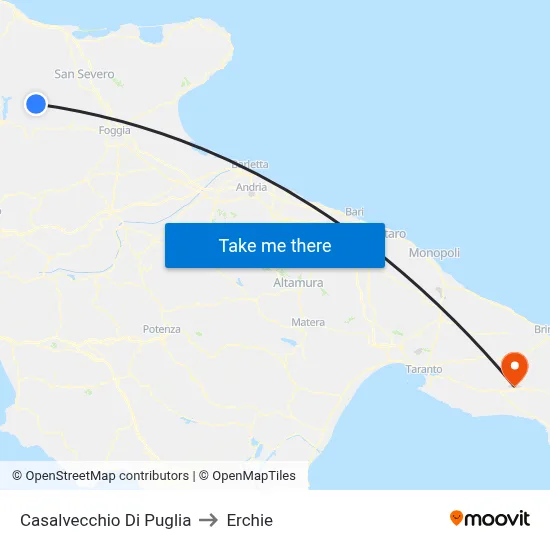 Casalvecchio Di Puglia to Erchie map