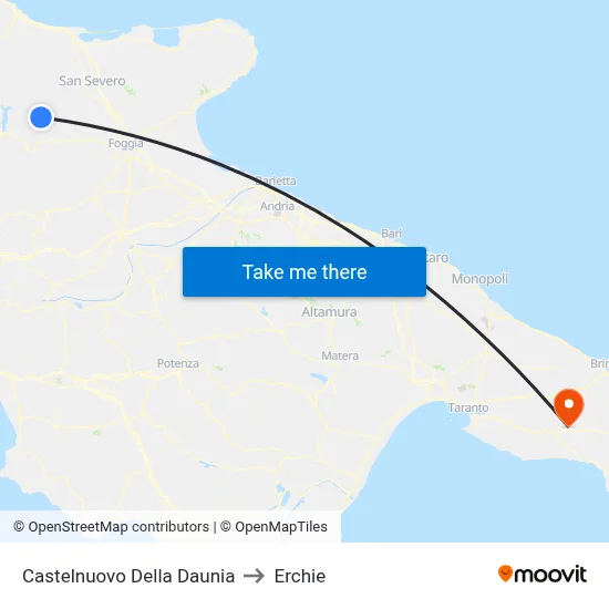 Castelnuovo della Daunia to Erchie map
