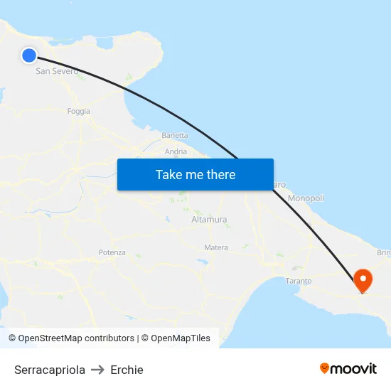 Serracapriola to Erchie map